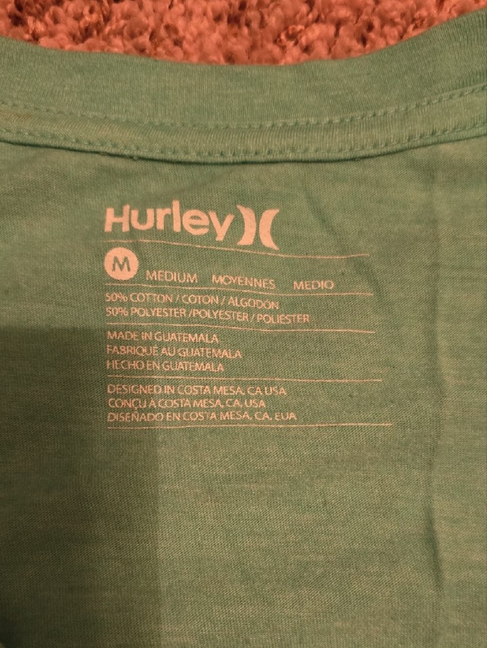 Hurley Teal Short Sleeve V-Neck Tee with Sunset Logo - Picture 2 of 3